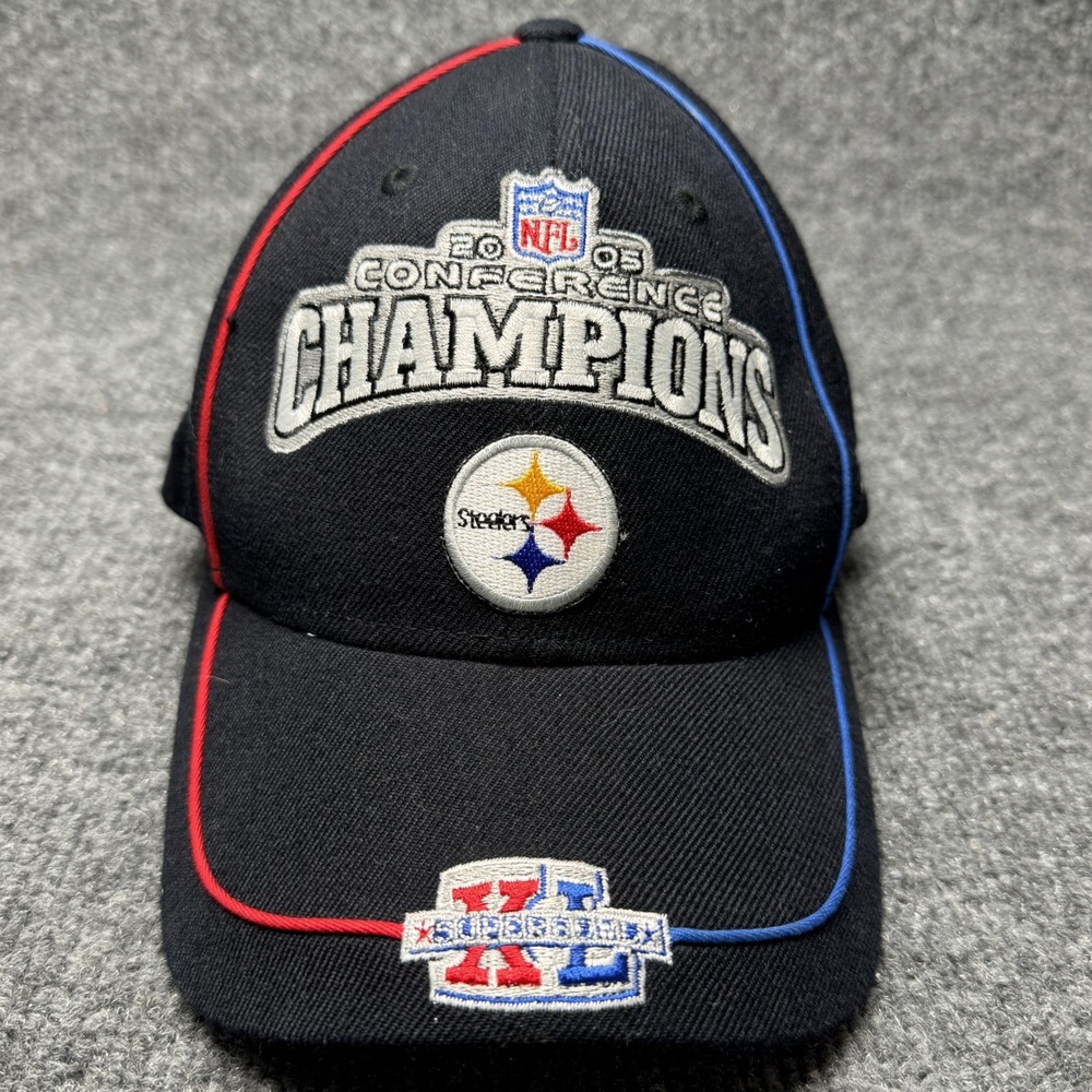 Pittsburgh Steelers Reebok Hat Mens OSFM Black AFC Champions Super Bowl‎ XL